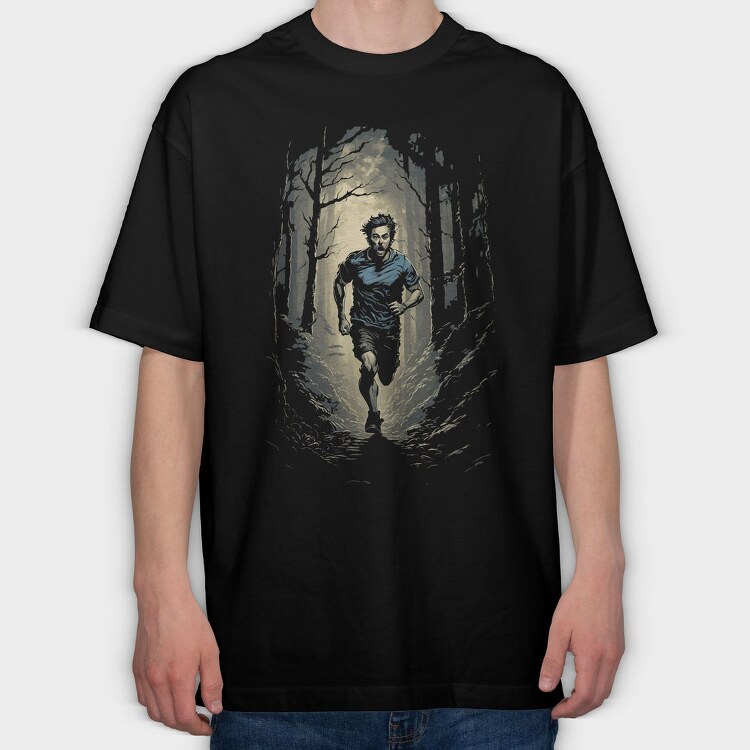 Man Running Forest, Tricou Oversize Barbati (Unisex)