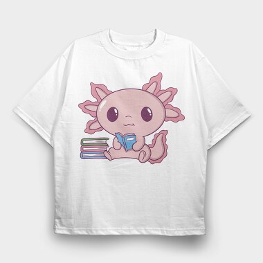 Axolotl Reading, Tricou Oversize Barbati (Unisex)