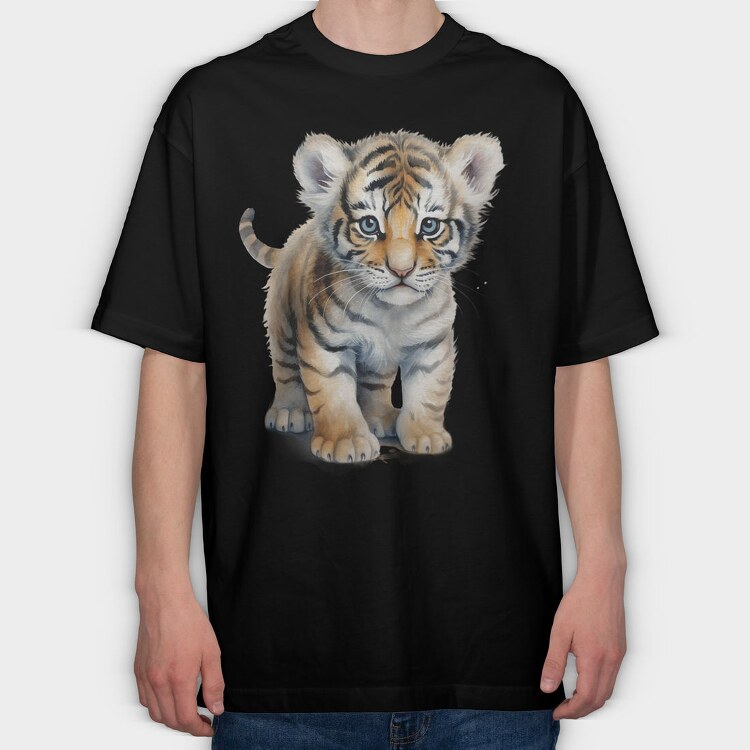 Tiger Cub Face, Tricou Oversize Barbati (Unisex)