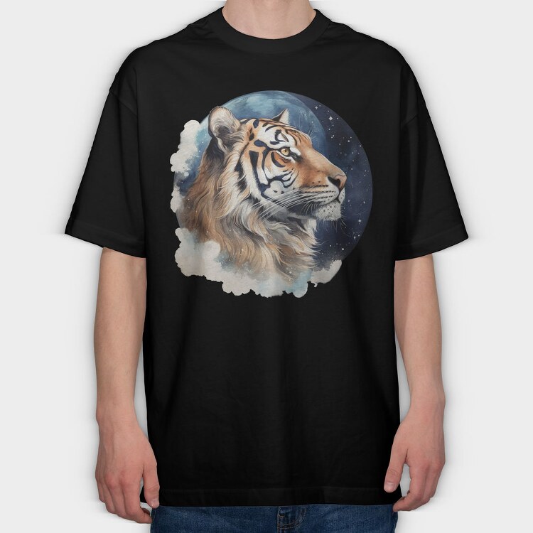Tiger Night Spirit, Tricou Oversize Barbati (Unisex)