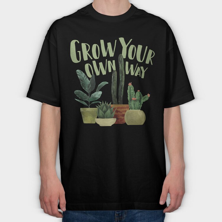 Plants And Cactus Watercolor Mug 02, Tricou Oversize Barbati (Unisex)