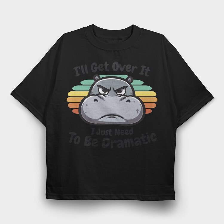 Dramatic Hippo, Tricou Oversize Barbati (Unisex)