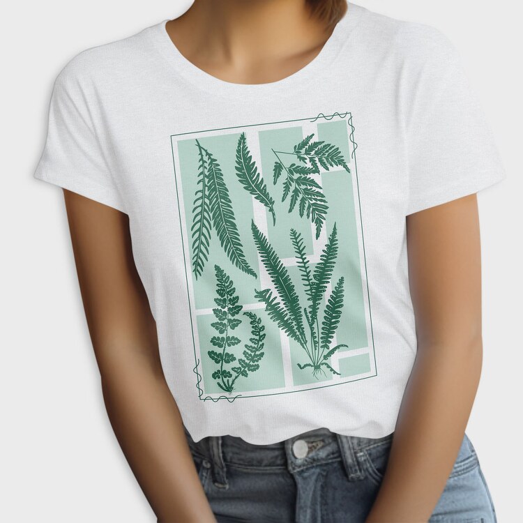 Plants And Fern Leaves Vintage, Tricou Femei