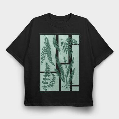 Plants And Fern Leaves Vintage, Tricou Oversize Barbati (Unisex)