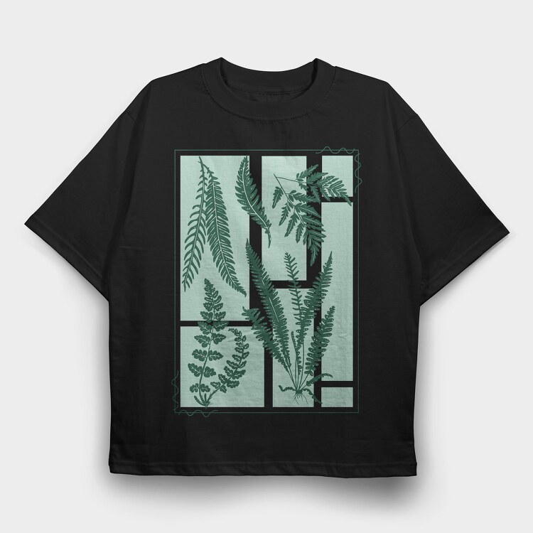 Plants And Fern Leaves Vintage, Tricou Oversize Barbati (Unisex)