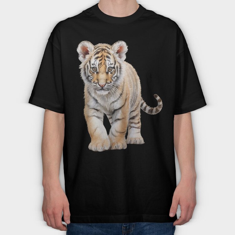 Tiger Cub Walk, Tricou Oversize Barbati (Unisex)