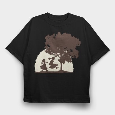 Sisters Playing Swinging, Tricou Oversize Barbati (Unisex)