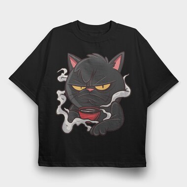 Bad Tempered Cat, Tricou Oversize Barbati (Unisex)
