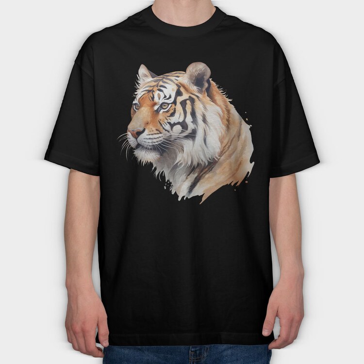 Tiger Face Portrait, Tricou Oversize Barbati (Unisex)