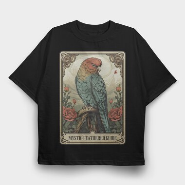 Parrot Tarot Card, Tricou Oversize Barbati (Unisex)