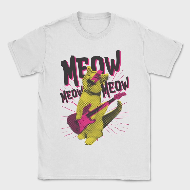 Meow Cat Rocker, Tricou Barbati (Unisex)