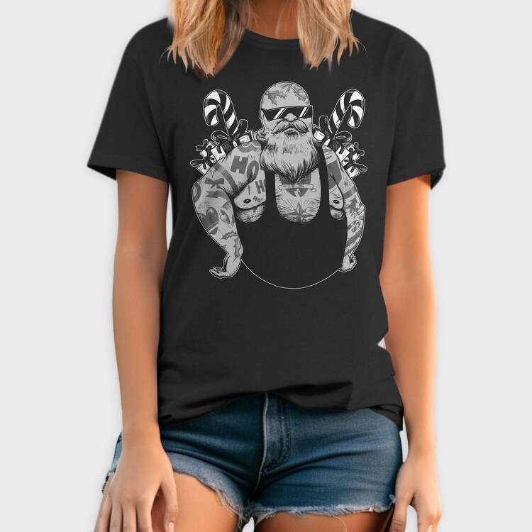 Badass Santa Christmas Tattooed, Tricou Barbati (Unisex)