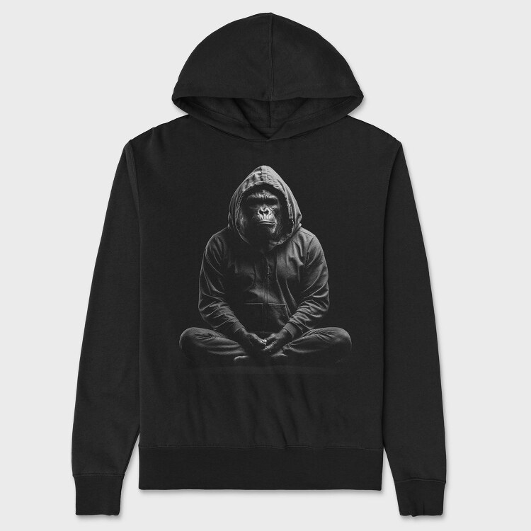 Meditating Gorilla, Hanorac Oversize Barbati (Unisex)
