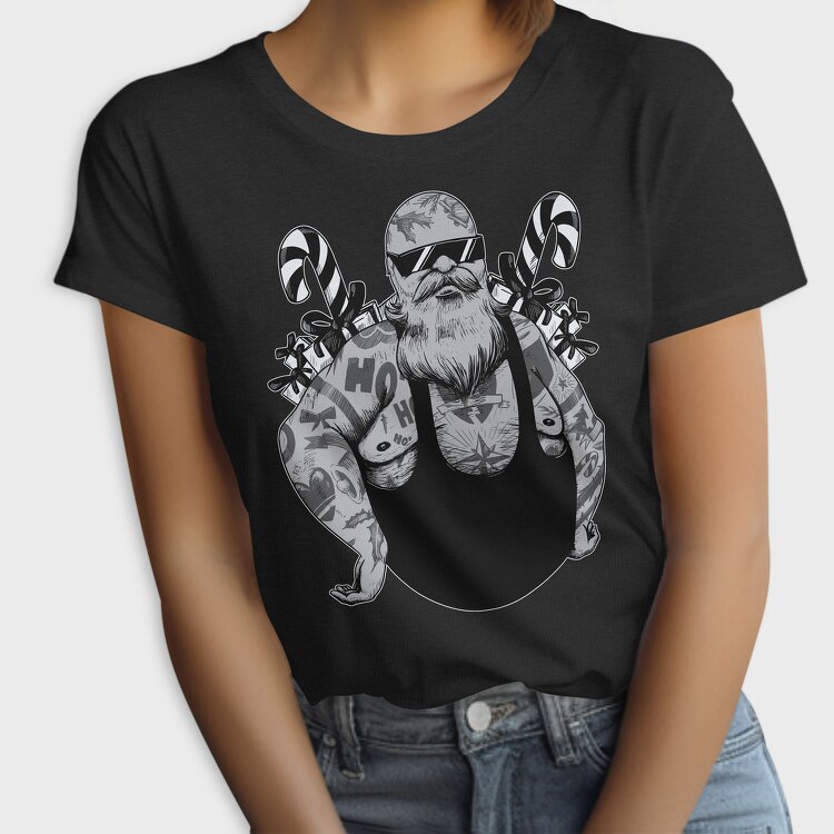 Badass Santa Christmas Tattooed, Tricou Femei