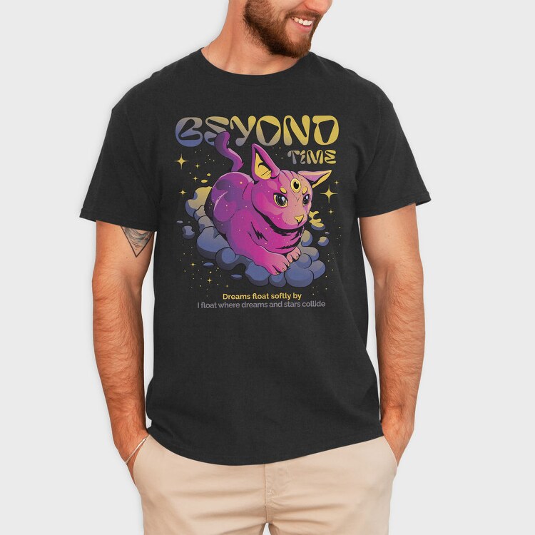 Beyond Time Cat Psychedelic, Tricou Barbati (Unisex)