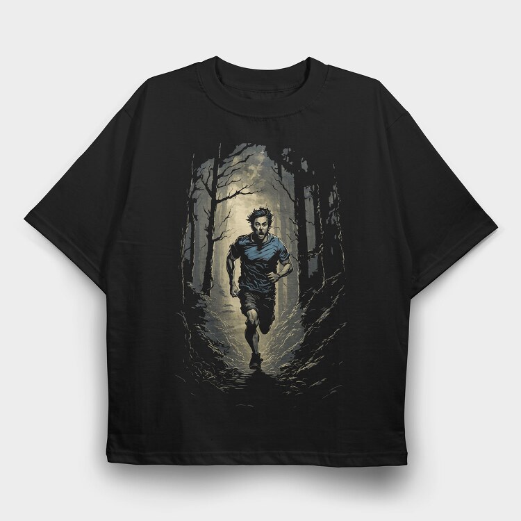 Man Running Forest, Tricou Oversize Barbati (Unisex)