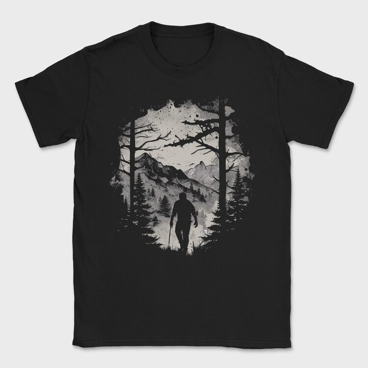 Man Hiking Forest, Tricou Barbati (Unisex)