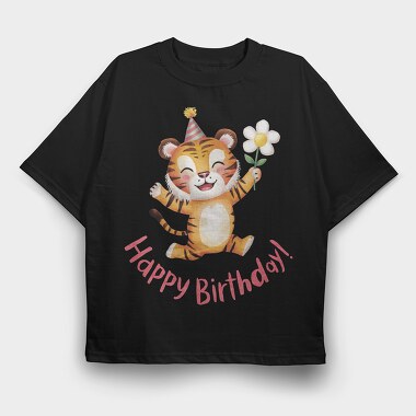 Tiger Party Flower, Tricou Oversize Barbati (Unisex)