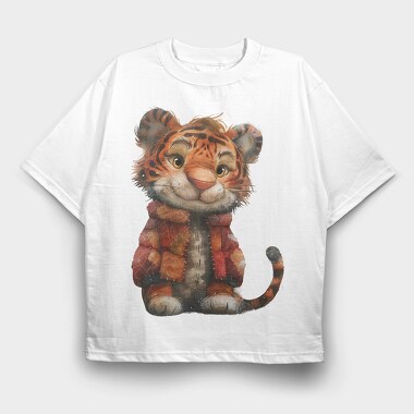 Tiger Patchwork Christmas, Tricou Oversize Barbati (Unisex)