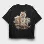Tiger Sitting Tree Branch, Tricou Oversize Barbati (Unisex)