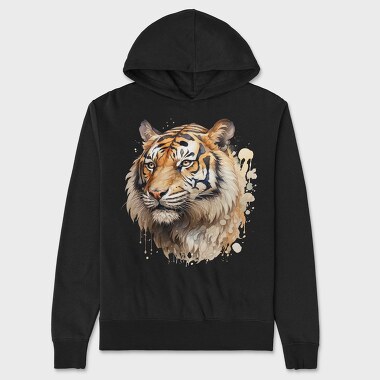 Tiger Watercolor Clipart, Hanorac Oversize Barbati (Unisex)