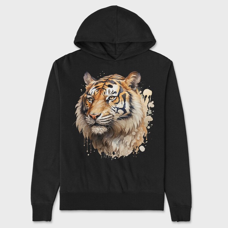 Tiger Watercolor Clipart, Hanorac Oversize Barbati (Unisex)