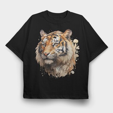 Tiger Watercolor Clipart, Tricou Oversize Barbati (Unisex)