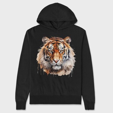 Tiger Watercolor Portrait, Hanorac Oversize Barbati (Unisex)