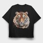 Tiger Watercolor Portrait, Tricou Oversize Barbati (Unisex)