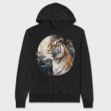 Tiger Winter Moonlight, Hanorac Oversize Barbati (Unisex)