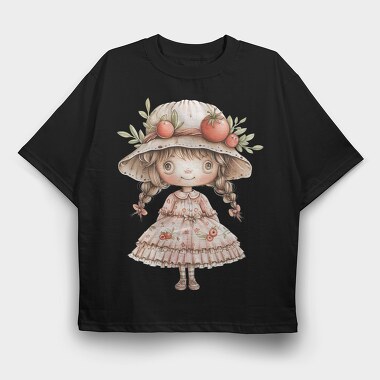 Tomato Hat Girl, Tricou Oversize Barbati (Unisex)