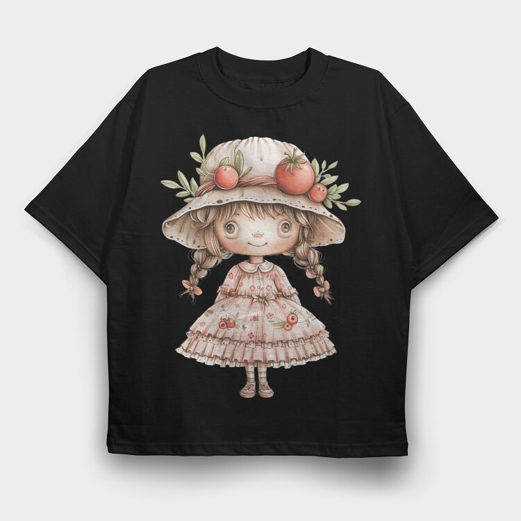 Tomato Hat Girl, Tricou Oversize Barbati (Unisex)