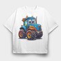 Tractor Face Clipart, Tricou Oversize Barbati (Unisex)