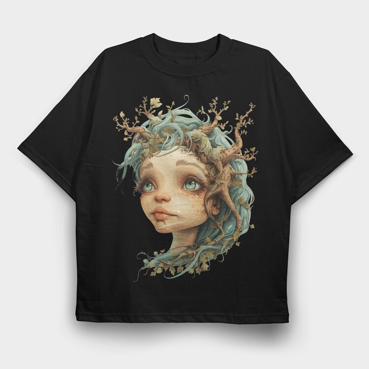 Tree Girl Brush, Tricou Oversize Barbati (Unisex)