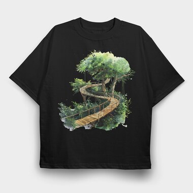Tree House Pathway, Tricou Oversize Barbati (Unisex)