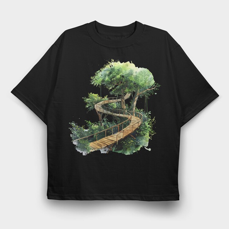Tree House Pathway, Tricou Oversize Barbati (Unisex)