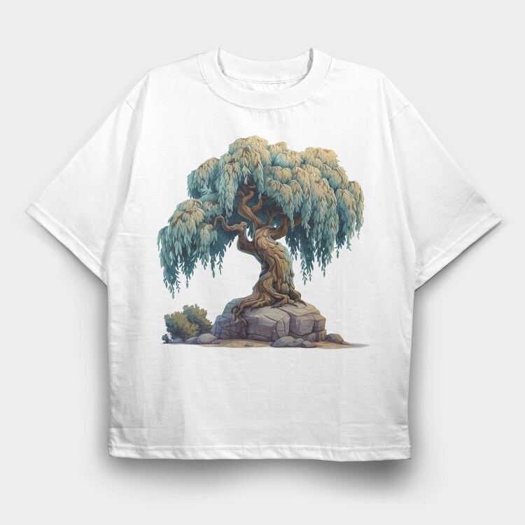 Tree On Rocks, Tricou Oversize Barbati (Unisex)