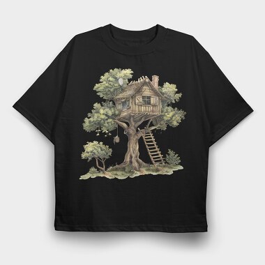 Treehouse In Tree, Tricou Oversize Barbati (Unisex)