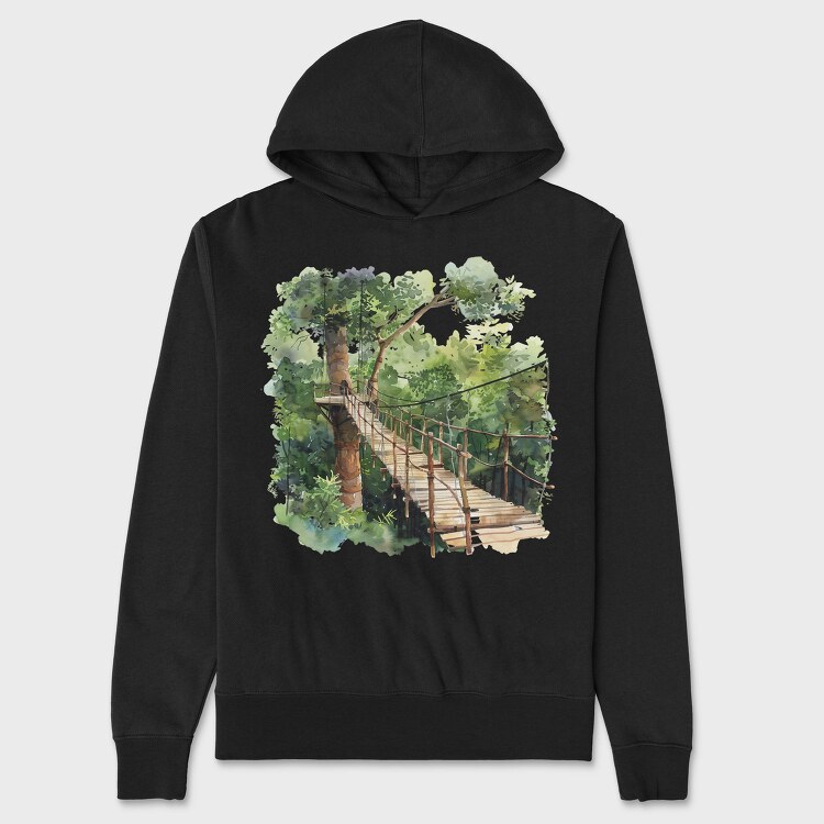 Treehouse Wooden Path, Hanorac Oversize Barbati (Unisex)