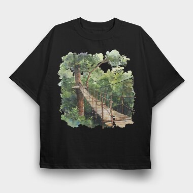Treehouse Wooden Path, Tricou Oversize Barbati (Unisex)
