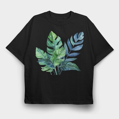 Tropical Leaves Summer, Tricou Oversize Barbati (Unisex)