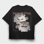 Playful Grumpy Cats, Tricou Oversize Barbati (Unisex)