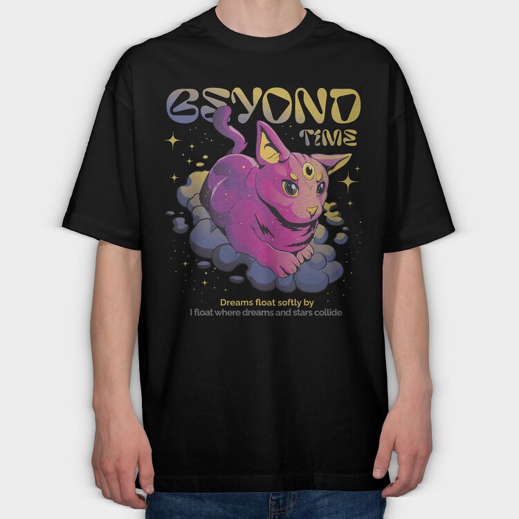 Beyond Time Cat Psychedelic, Tricou Oversize Barbati (Unisex)