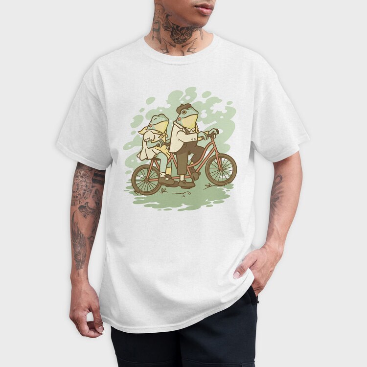 Bicycle Frogs Vintage Riding A Bike, Tricou Barbati (Unisex)