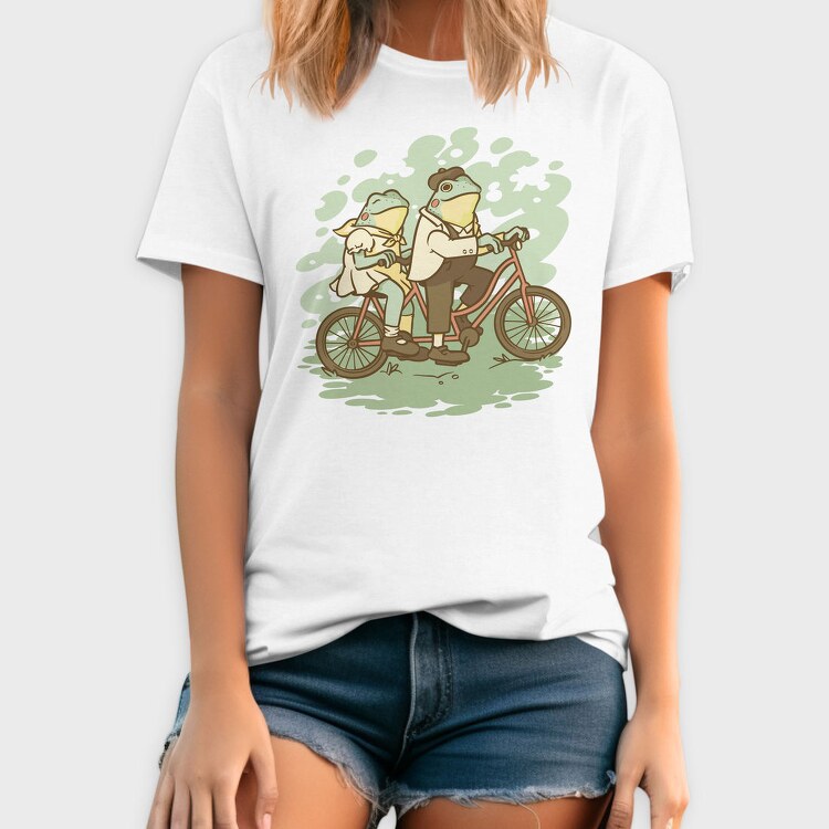 Bicycle Frogs Vintage Riding A Bike, Tricou Barbati (Unisex)