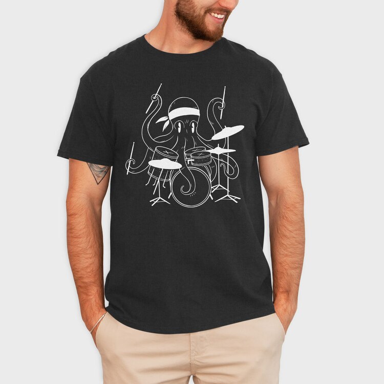 Drummer Octopus Drums, Tricou Barbati (Unisex)