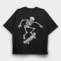 Skateboarding Skeleton On Skateboard, Tricou Oversize Barbati (Unisex)