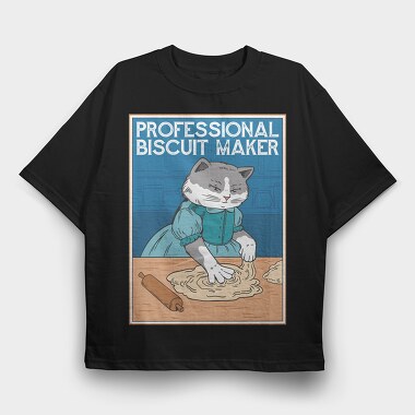 Baker Cat Biscuit Maker, Tricou Oversize Barbati (Unisex)