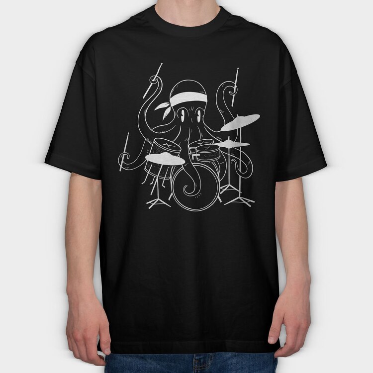 Drummer Octopus Drums, Tricou Oversize Barbati (Unisex)