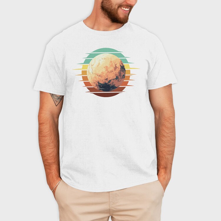 Pluto Retro Sunset Planet, Tricou Barbati (Unisex)